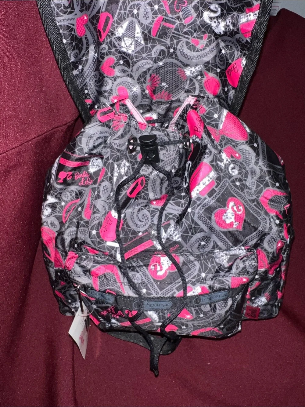 LeSportsac Pink & Black Patterned Women's Backpack artist edition (BARBIE)
